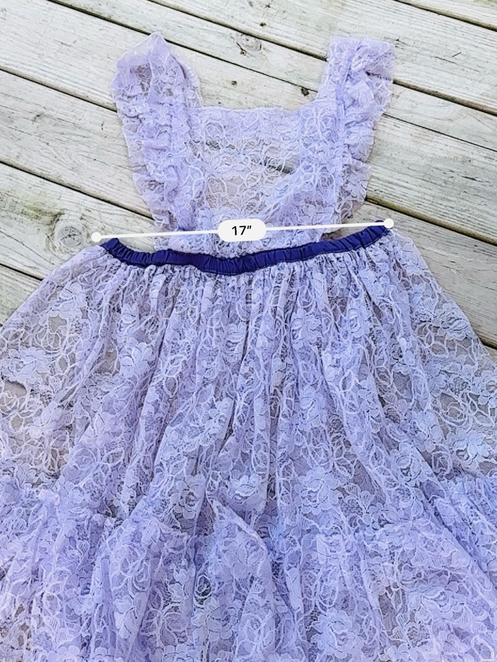 Vintage Prairie Apron Dress Purple Lace Cottagecore Pinafore Farmhouse Boho L - Picture 6 of 7